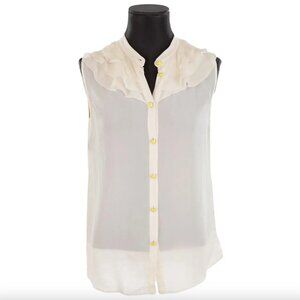 Gorgeous Moschino Cream Silk Ruffled Blouse - Lemon Buttons